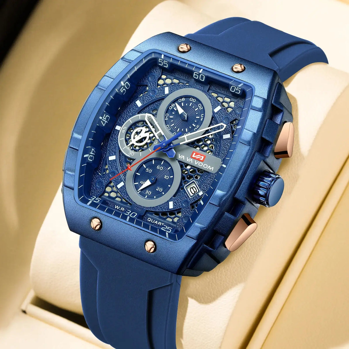 2025 New VA VA VOOM Top Brand Men Watches Luxury Square Sports Quartz Watch Waterproof Multifunctional Chronograph Watch for Men - Lootquake