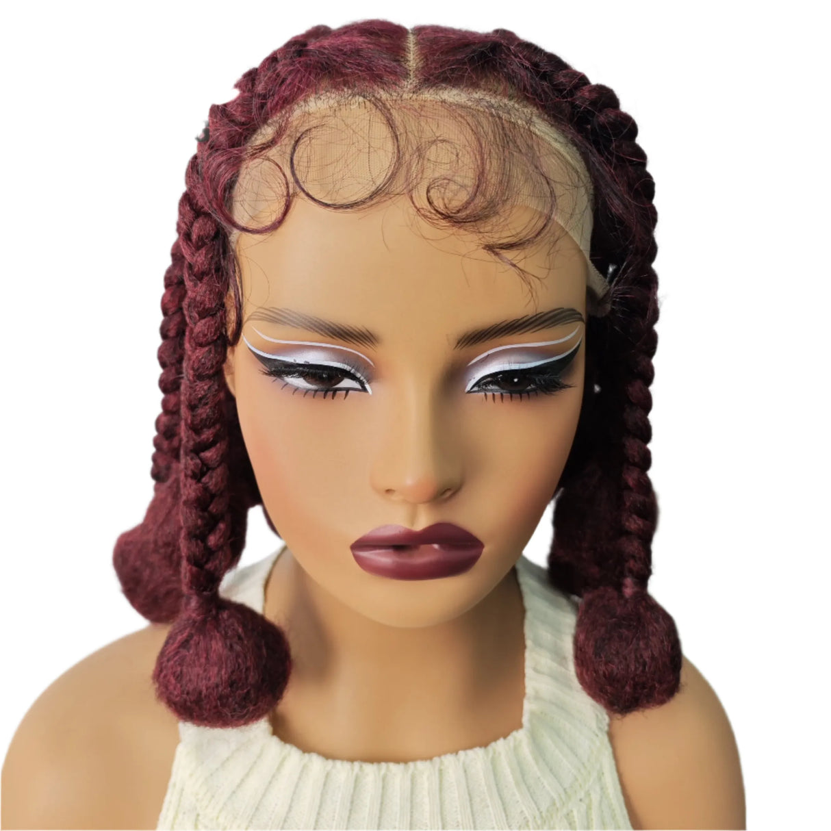 12 Inch Natural Color Synthetic Braided Wig | Transparent Lace Front Knotless Box Braids with Baby Hair for Black Women