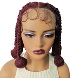 12 Inch Natural Color Synthetic Braided Wig | Transparent Lace Front Knotless Box Braids with Baby Hair for Black Women