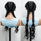34" Twist Braids Wig | Curly Ends | Lace Front | Baby Hair | Natural Color