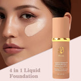 Fond de teint liquide 4 en 1 changeant de couleur, correcteur professionnel anti-cernes, hydratant et couvrant.