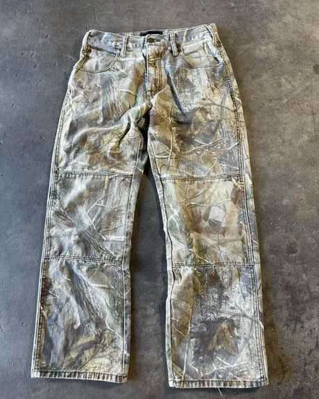 Y2k Camouflage Jeans New Harajuku Hip Hop Vintage Oversize Denim Pants Fashion Men Women Straight Leg Wide Leg Jeans Streetwear - Lootquake