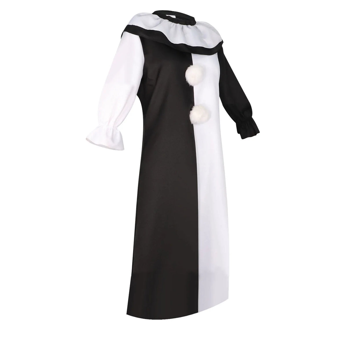 Clown Cosplay Costume Adult Dress Black White Dress With Collar Halloween Outfit