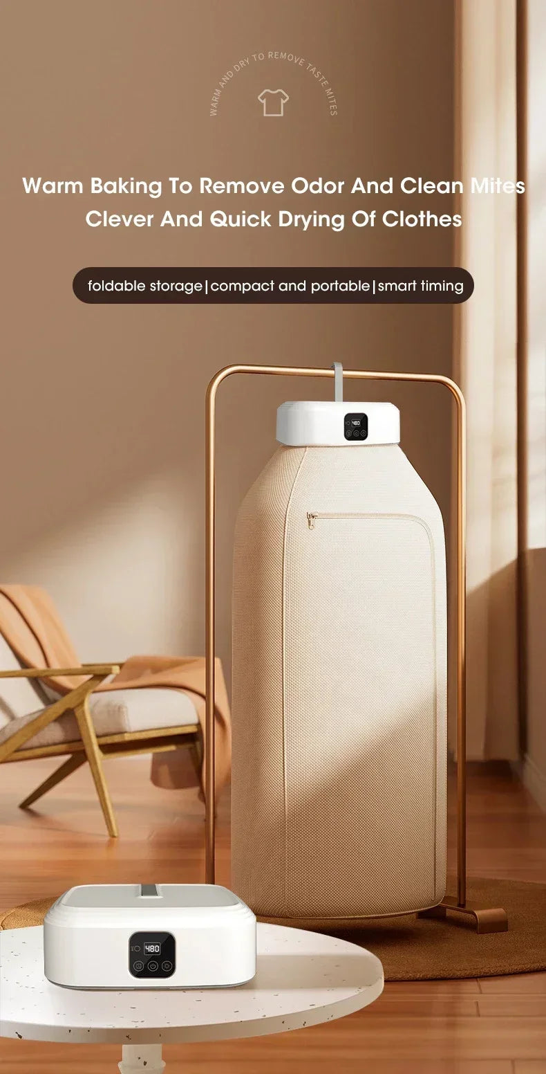 Secadora eléctrica portátil plegable, multifuncional, inteligente, con temporizador, de secado rápido y de bajo consumo.