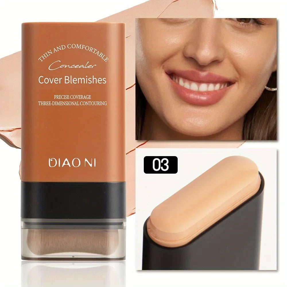Base en barra con pincel corrector para iluminar el tono de la piel y que dure mucho tiempo sin base de maquillaje.