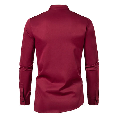 Fashion Irregular Shirts for Men Stitching Color Mens Shirts Business Casual Long Sleeve Shirts Men Clothing - Lootquake