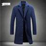 2024 Spring Autumn New Long Cotton Coat New Wool Blend Pure Color Casual Business Fashion Men's Clothing Slim Windbreaker Jacket - Lootquake