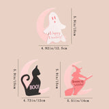 Halloween decorations, ghost, black cat, witch themed ornaments, atmosphere, background, desktop scene arrangement