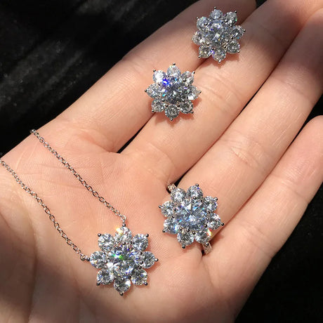 COSFIX Moissanite Necklace For Women 1 CT D Color VVS1 Excellent Cut Round Diamond Sunflower Pendant Necklace 925 Silver Jewelry - Lootquake