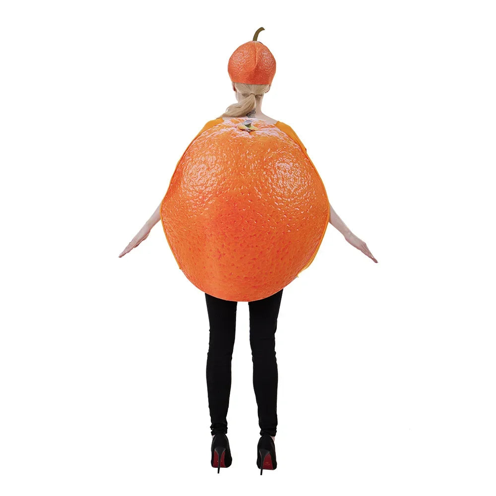 2025 Halloween Costume de tranche de fruits orange amusant pour adulte, cosplay de jeu, fête d'Halloween, légume