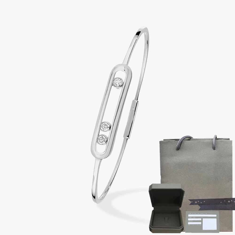 Pulsera de mujer en plata de ley S925, serie clásica MOVE/TWIN, pulsera de diamantes franceses, regalo navideño, joyería de alta calidad.