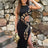 Tossy Python Printed Hollow Out Maxi Dress Female Slim Sexy Side Split Sleeveless Contrast Summer Party Dress Women's Long Dress - Lootquake