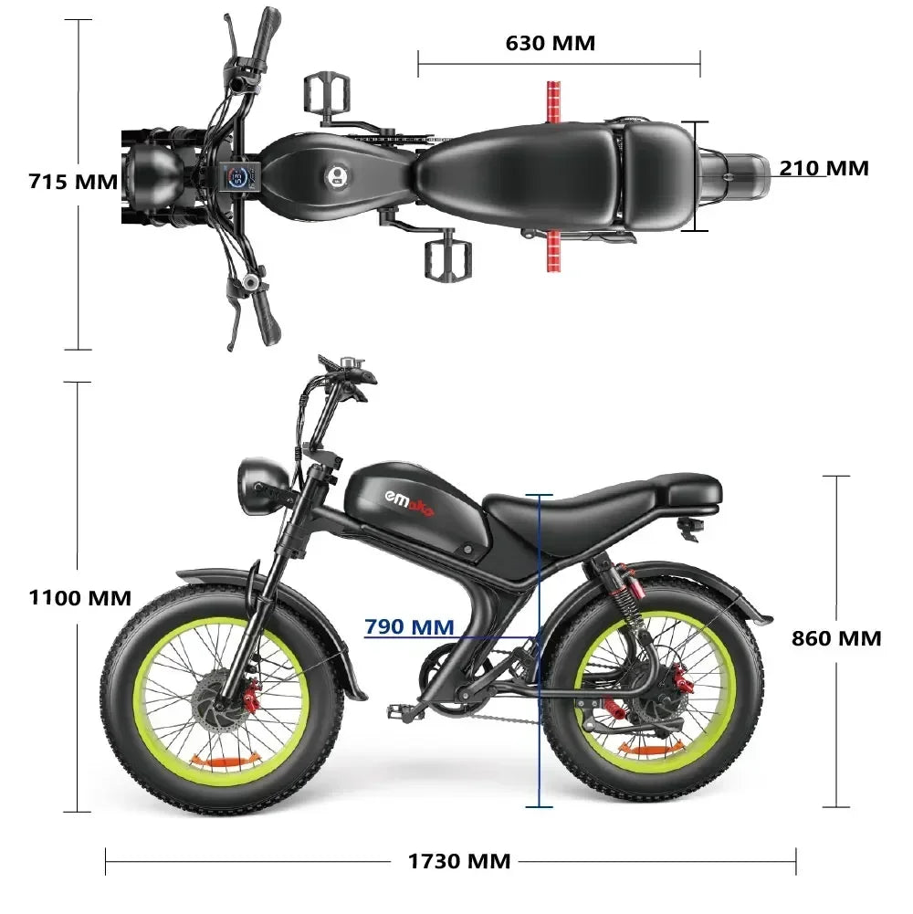 Bicicleta eléctrica C93 2000w con motor dual, batería de litio de 48V 23AH para adultos, bicicleta eléctrica de 20 pulgadas con neumáticos anchos, bicicleta todoterreno de montaña
