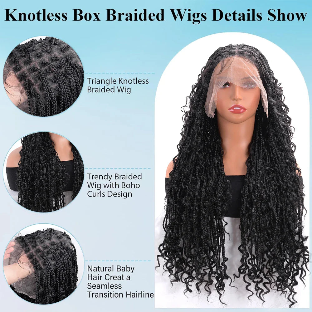 Bohemian Box Braids Full Lace Wig | Knotless | Twist Braids | Synthetic Lace Front