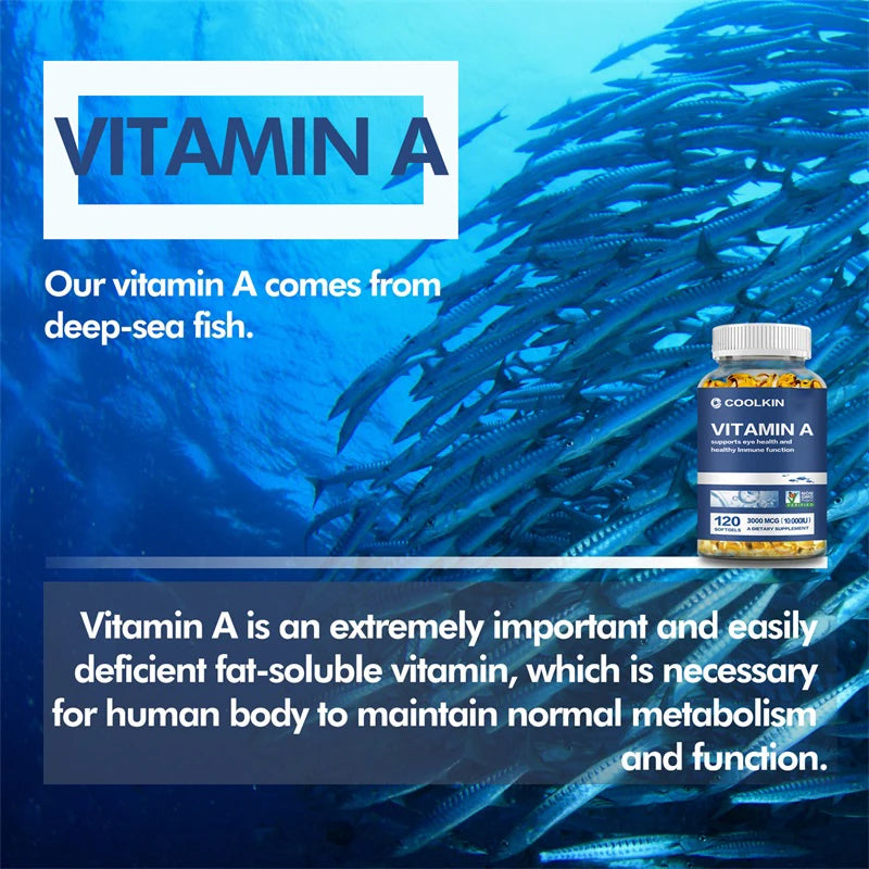 Vitamina A 10.000 UI: promueve la salud ocular, refuerza el sistema inmunitario y no contiene OMG.