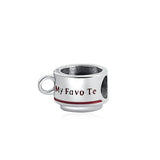 Dije de plata de ley 925 con forma de café, vino tinto, cafetera, copa de champán, compatible con pulseras colgantes originales, joyería DIY para mujer.