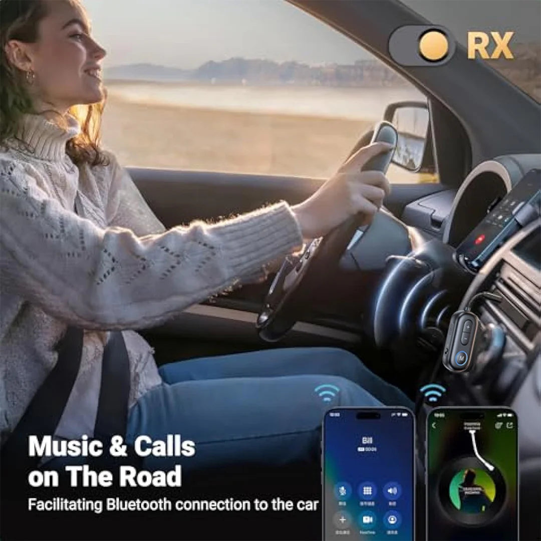 Receptor y transmisor de audio Bluetooth 5.3 con conector auxiliar de 3,5 mm para avión, adaptador USB inalámbrico para TV, PC, auriculares, kit de coche y altavoz.
