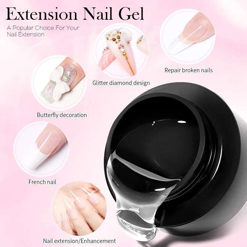 BORN PRETTY 60/30 ml Gel de extensión de uñas de gelatina dura Esmalte de uñas de gel Uñas francesas Nude Rosa Blanco Transparente Suministros de uñas Gel para extensión