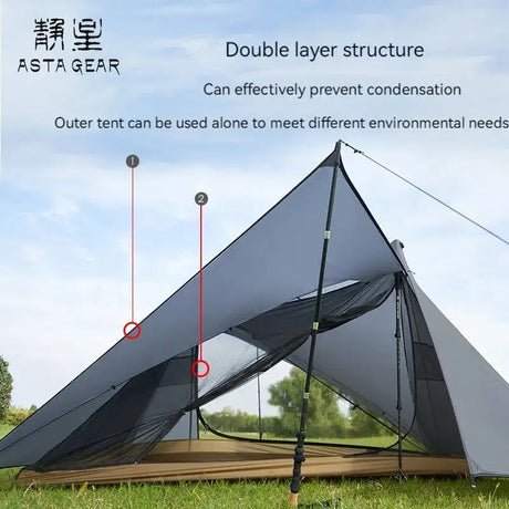 ASTA GEAR Yun Chuan double-sided silicon-coated double A pyramid 15D nylon rodless camping hiking outdoor tent - Lootquake