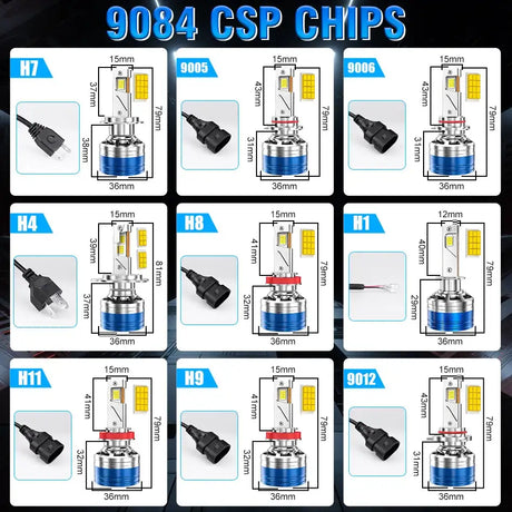 H7 H4 H11 Led Headlight High Power 9084 CSP Canbus H1 H8 9005 HB3 9006 HB4 9012 HIR2 Turbo Lamp Car Led Headlamp Fog Light 6000K - Lootquake