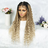 28" Curly Knotless Box Braids Wig | Full Lace | Baby Hair