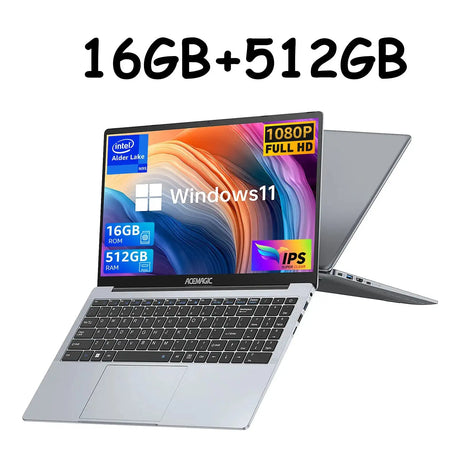 ACEMAGIC 15.6" Ultra Slim Laptop 16GB RAM 512GB SSD Intel N97 Notebook Gamer 1920*1080 Display Office Study Computer Windows 11 - Lootquake