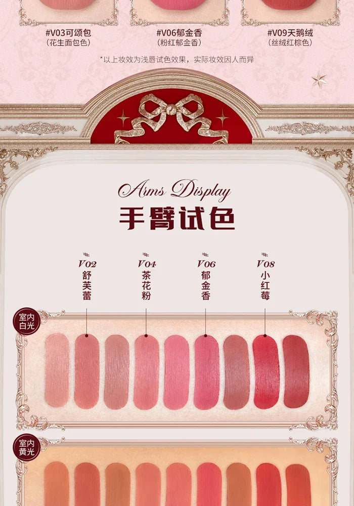 Crema labial Flower Knows Strawberry Cupid Cake, barra de labios hidratante mate, maquillaje de labios suave y sedoso, cosméticos profesionales.