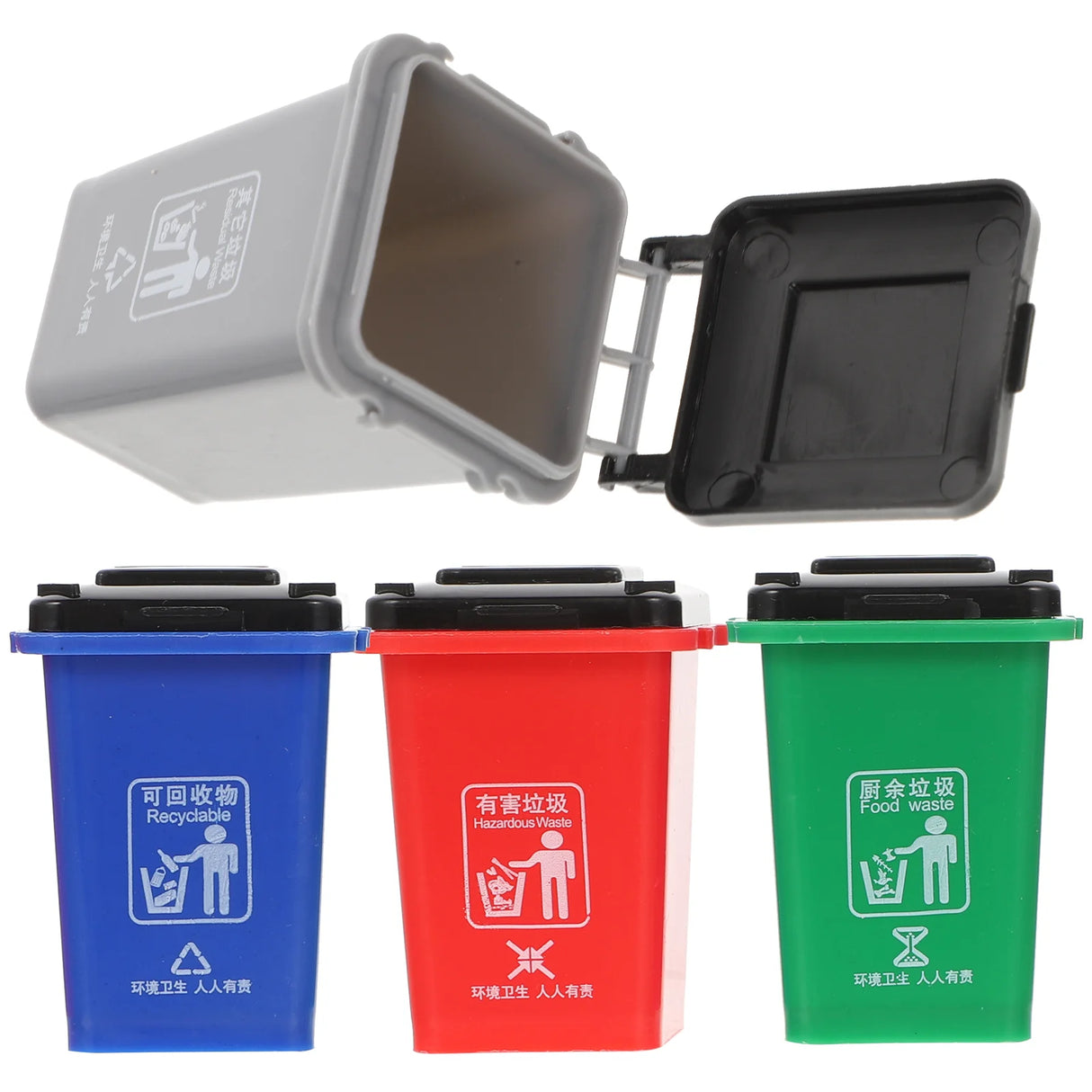 4 Pcs Mini Trash Can Garbage Bin Model Small House Waste Bins Toys Kids Classification Sorting Bin Household Merchandises