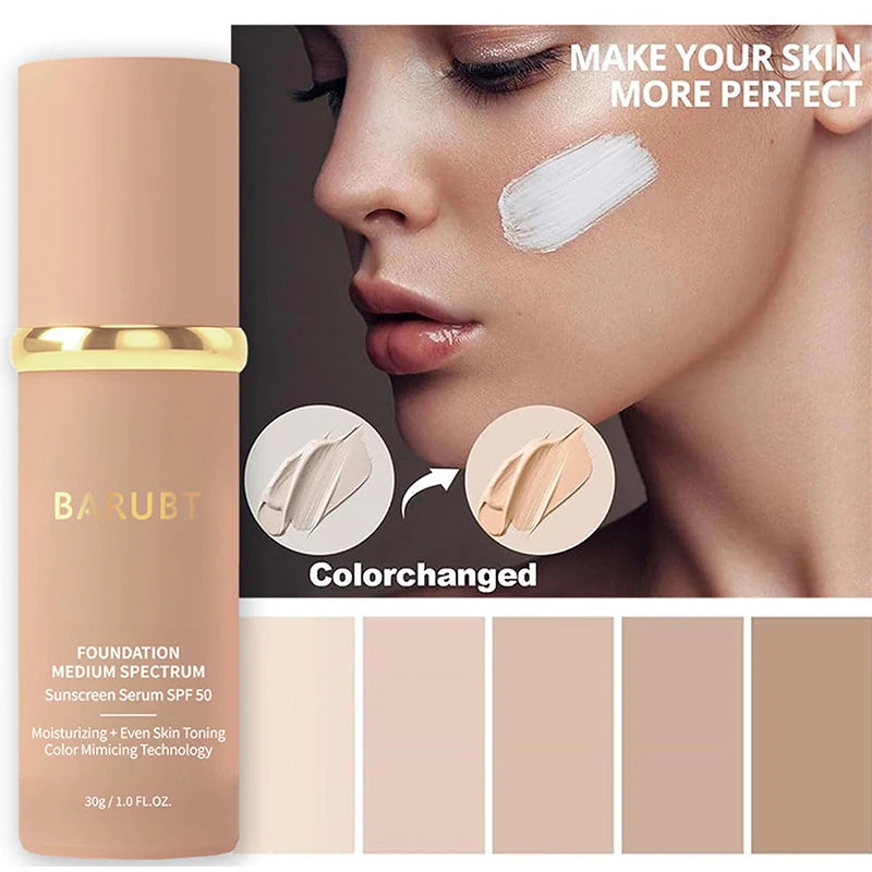 Fond de teint bionique 4 en 1, anti-cernes liquide, hydratant, couvrance totale, longue tenue, waterproof, spectre SPF50+, imite les couleurs