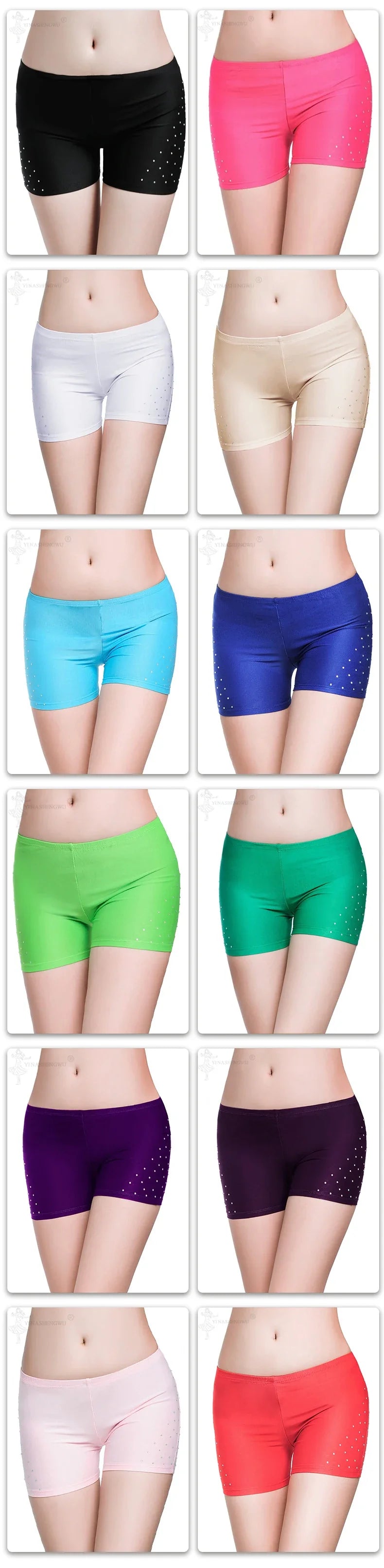 Belly Dance Safety Shorts Women's Belly Dance Clothes Leggings Tight-fitting Stretch Safety Pants with Diamonds Short Pants