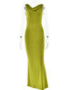 Sibybo Fashion Elegance Robe longue sans manches dos nu Basics Couleur unie Robe moulante 2024 Tempérament Femmes Club Robes de soirée
