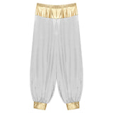 Halloween Men Arabian Indian Prince Cosplay Costume Stain Shiny Harem Trousers Arab Costume Carnival Dress Up Lantern Long Pants