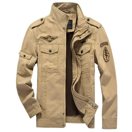 Men Work Jacket Spring and Autumn 2024 New Solid Color Retro Embroidery Outdoor Camping Windproof Coat Men Slim Fit windbreaker - Lootquake