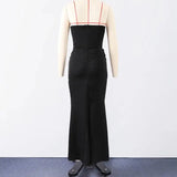 Sexy Strapless Patchwork Long Dress Women Slim Sleeveless Pleated Mermaid Dresses 2025 Spring Summer Lady Evening Solid Robe - Lootquake