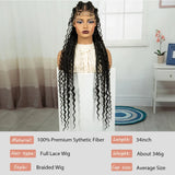 34" Twisted Cornrow Full Lace Braided Wig | Baby Hair | Synthetic Lace Front Braids | Black Women