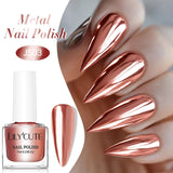 LILYCUTE 7ML Super Bright Gold Metallic Nail Polish No Need Lamp Quick Dry French Style Glass Bottle Manicure Nail Art Varnish