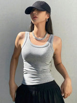 Camisole Tank Soft Cotton Top Women Summer Outfits Tight And Sexy Tank Top Knitted Bottom Shirt And Sleeveless Top For Outerwear - Lootquake