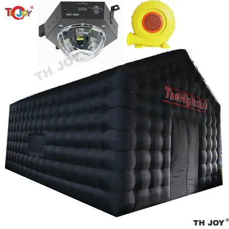 8x6m Black Inflatable Nightclub Tent with Disco Light N Fog Machine Portable Carnival Inflatable Party Tent House - Lootquake