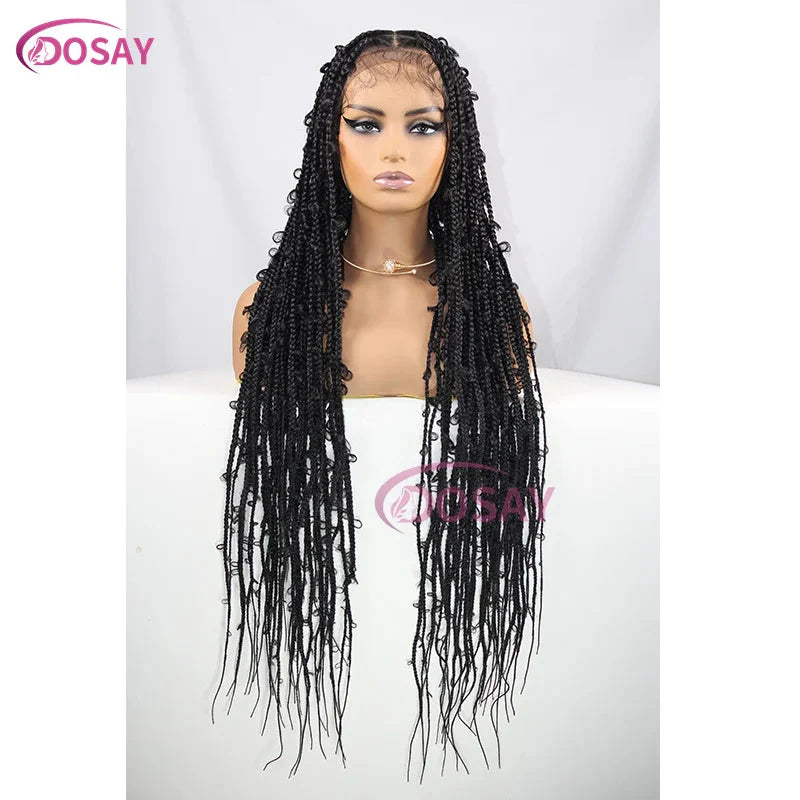 36" Butterfly Braids Wig | 613 Blonde & Burgundy Accents | Full Lace | Goddess Locs & Box Braids