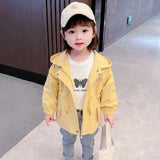 Girls Windbreaker Medium Length Coat Spring and Autumn New Children's Fashion Hooded Coat Little Girl Trench Coat - Lootquake