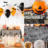 Halloween Decorations Set Spider Web Table Runner Fireplace Scarf Cover Tablecloth 3D Bats Wall Stickers Halloween Party Decor