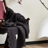 Maillard Cotton Blankets Four Layers Of Gauze Sofa Cover Blanket With Tassel AB Side Office Nap Decorative Bed Muslin Blanket