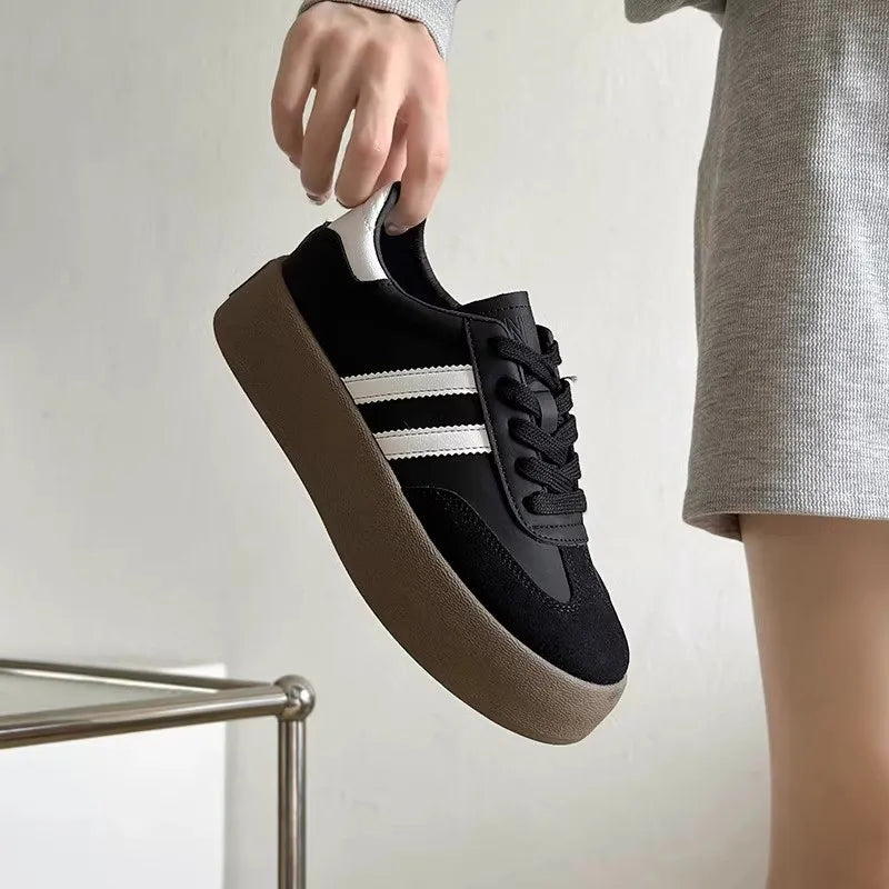 Sports shoes thick sole casual board shoes women 2024 new cowhide everything soft sole inside increase de training shoes - Lootquake