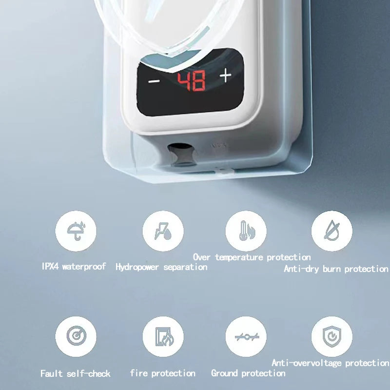 Calentador de agua instantáneo sin tanque ATWFS de 220 V, calentador eléctrico para el hogar, la cocina, el baño, la ducha, calentador de agua caliente de 4600-5500 W