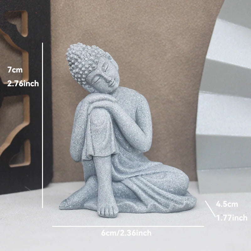 Buddha Stone Statue Little Buddhist Monks Tibetan Buddhism Figurines Zen Garden Ornament Meditation Home Aquarium Decoration