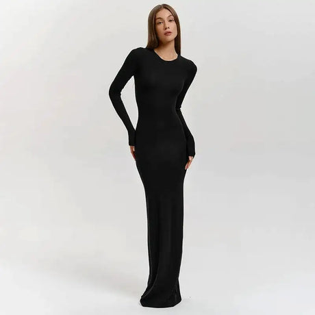 Nsauye Casual Basic Long Dress Women Holiday Autumn Winter Evening Birthday Party Night Club Sexy Elegant Dress Outfits 2024 - Lootquake