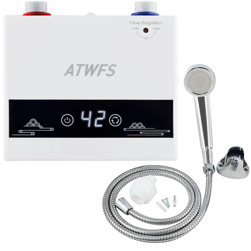 Calentador de agua instantáneo sin tanque ATWFS de 220 V, calentador eléctrico para el hogar, la cocina, el baño, la ducha, calentador de agua caliente de 4600-5500 W