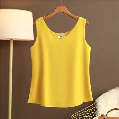 Original New Arrival 2024 Summer Fashion Brand Sleeveless Top Women's Chiffon Shirt Loose Plus Size Show Clothing Shirt Blouse - Lootquake