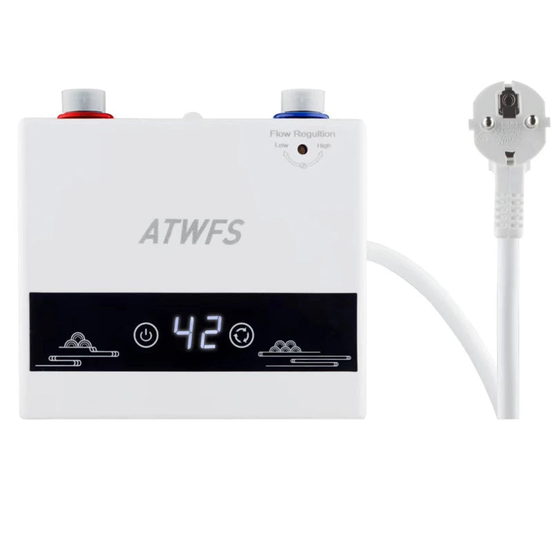 Calentador de agua instantáneo sin tanque ATWFS de 220 V, calentador eléctrico para el hogar, la cocina, el baño, la ducha, calentador de agua caliente de 4600-5500 W
