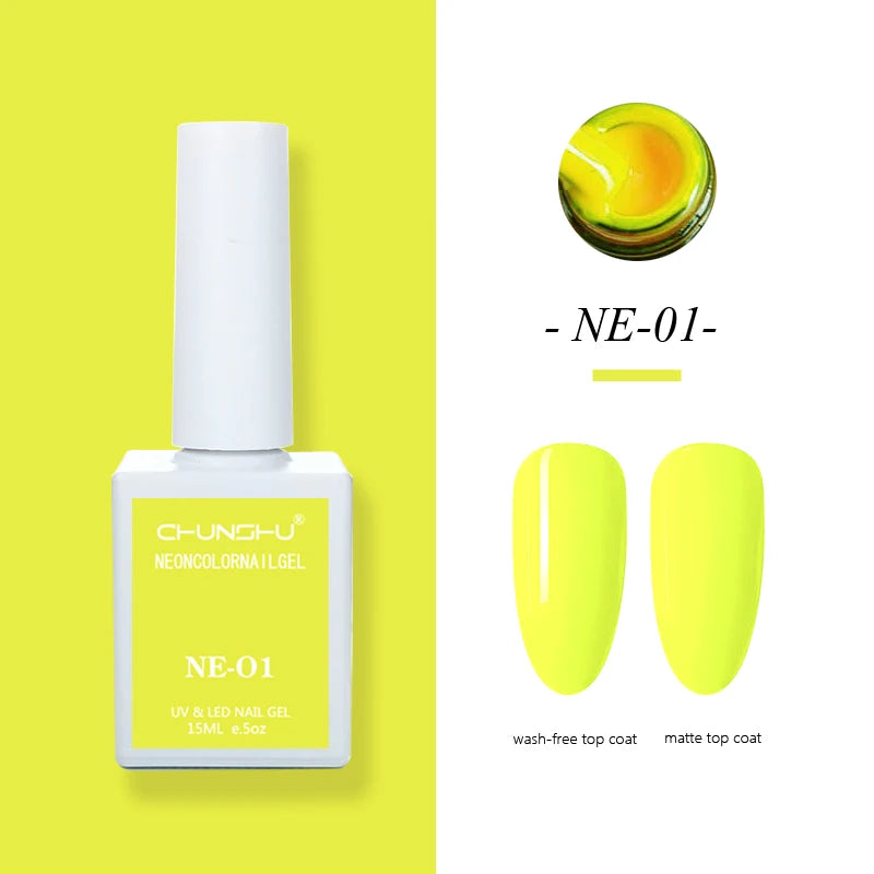 CHUNSHU 15ml Fluorescence Gel Nail Polish Semi Permanent UV/LED Nail Gel Long Lasting Varnish For Nails Art Manicures Soak Off